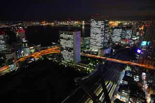 Foto, materiell, befreit, Landschaft, Bild, hat Foto auf Lager,Tokyo Nacht Sicht, Gebude, Das Stadtzentrumsgebiet, Odaiba, Der Tokyo Hafen