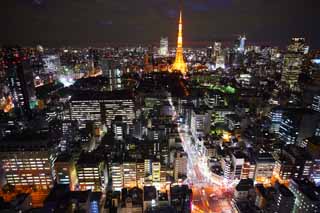 foto,tela,gratis,paisaje,fotografa,idea,Vista de noche de Tokio, Edificio, La rea del centro de la ciudad, Tokyo Tower, Akasaka