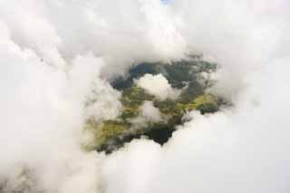 photo,material,free,landscape,picture,stock photo,Creative Commons,Hawaii Island aerial photography, cloud, forest, grassy plain, airport