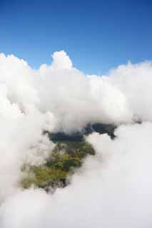 photo,material,free,landscape,picture,stock photo,Creative Commons,Hawaii Island aerial photography, cloud, forest, grassy plain, 