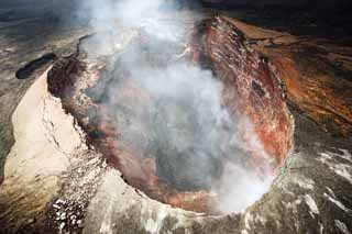 Foto, materieel, vrij, landschap, schilderstuk, bevoorraden foto,Mt. Kilauea, Lava, De krater, Puu Oo, Rook