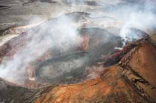 photo,material,free,landscape,picture,stock photo,Creative Commons,Mt. Kilauea, Lava, The crater, Puu Oo, Smoke