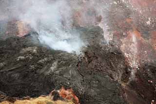 photo,material,free,landscape,picture,stock photo,Creative Commons,Mt. Kilauea, Lava, The crater, Puu Oo, Smoke