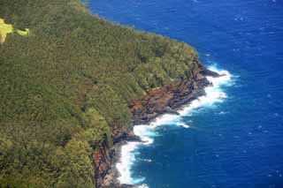 Foto, materiell, befreit, Landschaft, Bild, hat Foto auf Lager,Das Hawaii Insel Ufer, Der Wald, Stein, Blau, Welle