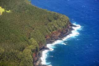 photo,material,free,landscape,picture,stock photo,Creative Commons,The Hawaii Island shore, The forest, rock, Blue, wave