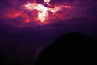 photo,material,free,landscape,picture,stock photo,Creative Commons,Peach Rock at dusk, sunset, beautiful, cloud, sky