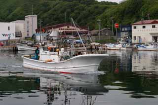 photo, la matire, libre, amnage, dcrivez, photo de la rserve,Le bateau de pche est revenu, vaisseau, bateau de pche, mer, Oshidomari qui pche le port