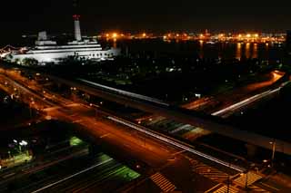 Foto, materiell, befreit, Landschaft, Bild, hat Foto auf Lager,Nacht von Odaiba, Scheinwerfer, Beleuchtung, Meer, Nacht