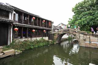 fotografia, materiale, libero il panorama, dipinga, fotografia di scorta,Zhouzhuang ponte gemello, , , , 