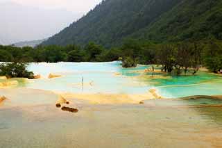 photo, la matire, libre, amnage, dcrivez, photo de la rserve,Huanglong cinq couleurs pond, , , , 