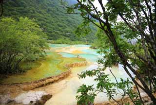 fotografia, materiale, libero il panorama, dipinga, fotografia di scorta,Huanglong cinque colori stagno, , , , 