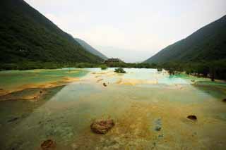 Foto, materiell, befreit, Landschaft, Bild, hat Foto auf Lager,Huanglong fnf Farben Teich, , , , 