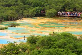 Foto, materiell, befreit, Landschaft, Bild, hat Foto auf Lager,Huanglong fnf Farben Teich, , , , 