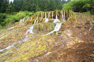 fotografia, materiale, libero il panorama, dipinga, fotografia di scorta,Cascata di Huanglong da un luogo alto flusso luminoso, , , , 