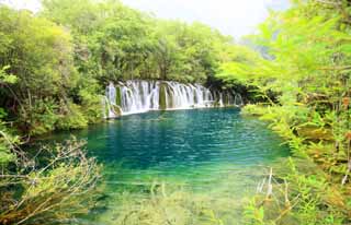 Foto, materiell, befreit, Landschaft, Bild, hat Foto auf Lager,Jiuzhaigou Yatakeumi Wasserfall, , , , 