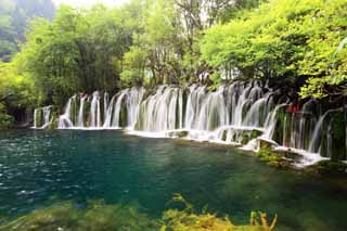 Foto, materiell, befreit, Landschaft, Bild, hat Foto auf Lager,Jiuzhaigou Yatakeumi Wasserfall, , , , 