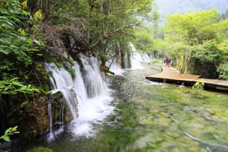 Foto, materiell, befreit, Landschaft, Bild, hat Foto auf Lager,Jiuzhaigou Yatakeumi Wasserfall, , , , 