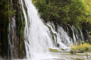 Foto, materiell, befreit, Landschaft, Bild, hat Foto auf Lager,Jiuzhaigou Yatakeumi Wasserfall, , , , 