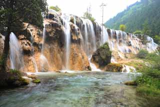 foto,tela,gratis,paisaje,fotografa,idea,Cascada Chintamanada Jiuzhaigou, , , , 