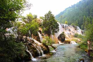 Foto, materiell, befreit, Landschaft, Bild, hat Foto auf Lager,Jiuzhaigou Chintamanada Wasserfall, , , , 