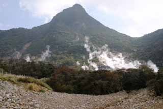 fotografia, materiale, libero il panorama, dipinga, fotografia di scorta,Ohwakudani, Hakone, vulcano, calore terrestre, montagna