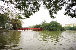 Foto, materieel, vrij, landschap, schilderstuk, bevoorraden foto,De Ngoc Son Tempel, , , , 