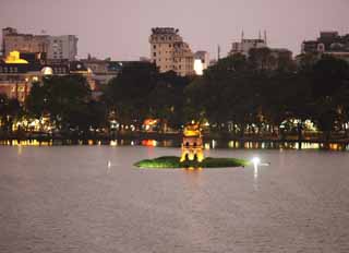 Foto, materieel, vrij, landschap, schilderstuk, bevoorraden foto,Toren van het Hoan Kiem Lake turtle, , , , 