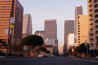 photo,material,free,landscape,picture,stock photo,Creative Commons,Evening downtown, building, automobile, skyscraper, Los Angeles