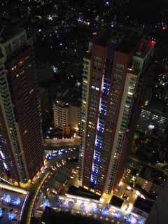 Foto, materieel, vrij, landschap, schilderstuk, bevoorraden foto,Skyscraper appartementen op de avond, Gebouw, Maak, Appartement, Stad