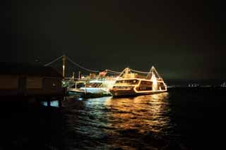 Foto, materieel, vrij, landschap, schilderstuk, bevoorraden foto,Pier bij nacht, , , , 