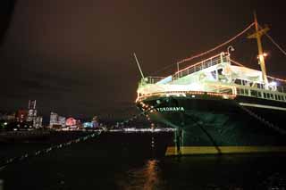 Foto, materiell, befreit, Landschaft, Bild, hat Foto auf Lager,Hafen von Yokohama in der Nacht, , , , 