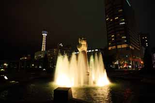 Foto, materieel, vrij, landschap, schilderstuk, bevoorraden foto,De haven van Yokohama in de nacht, , , , 