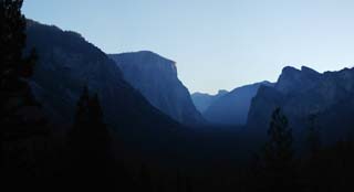 Foto, materieel, vrij, landschap, schilderstuk, bevoorraden foto,Dageraad van yosemite, Klif, De dageraad, Vallei, Panoramcomposition