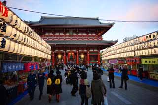 Foto, materieel, vrij, landschap, schilderstuk, bevoorraden foto,De Asakusa Kannon tempel en Nakamise Shopping Street, , , , 