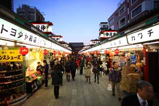 Foto, materieel, vrij, landschap, schilderstuk, bevoorraden foto,De Asakusa Kannon tempel en Nakamise Shopping Street, , , , 