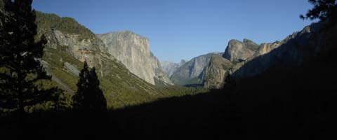 Foto, materieel, vrij, landschap, schilderstuk, bevoorraden foto,Yosemite volleyball in de middags, Klif, Vallei, Woud, Panoramcomposition
