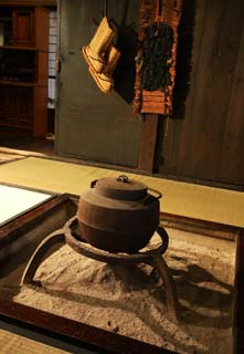 photo,material,free,landscape,picture,stock photo,Creative Commons,Room in hearth, Japanese-style room, iron kettle, Ash, 