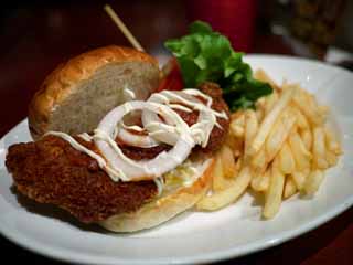 photo,material,free,landscape,picture,stock photo,Creative Commons,Pork Cutlet Burger, , , , 