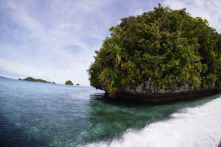 photo,material,free,landscape,picture,stock photo,Creative Commons,Palauan islands, blue sky, forest, island, wave