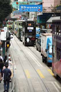 Foto, materieel, vrij, landschap, schilderstuk, bevoorraden foto,Hong Kong Tram, , , , 