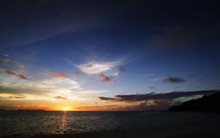 fotografia, materiale, libero il panorama, dipinga, fotografia di scorta,Una spiaggia di tramonto, Il sole di setting, nube, Nubi roseo-colore rosa, spiaggia sabbiosa
