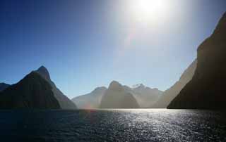 Foto, materieel, vrij, landschap, schilderstuk, bevoorraden foto,Milford Sound, , , , 