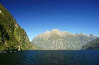 Foto, materieel, vrij, landschap, schilderstuk, bevoorraden foto,Milford Sound, , , , 