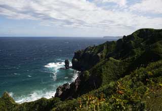 photo,material,free,landscape,picture,stock photo,Creative Commons,A rock of a cliff, cliff, Water, rock, wave