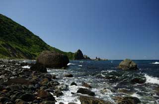 photo,material,free,landscape,picture,stock photo,Creative Commons,The sea of a pilgrimage, cliff, The shore, rock, wave