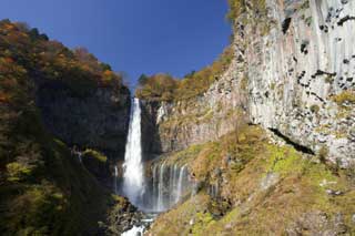 Foto, materieel, vrij, landschap, schilderstuk, bevoorraden foto,De zonnelicht Kegon Falls, Waterval, Ahorn, Blauwe lucht, Bave wiegelen