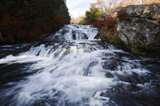 Foto, materieel, vrij, landschap, schilderstuk, bevoorraden foto,Een herfst snelle vloeiende kreek, Waterval, Loop, Water, Rivier