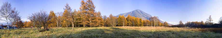 Foto, materiell, befreit, Landschaft, Bild, hat Foto auf Lager,Senjogahara in sptem Sturz, Mt. mnnliche Figur, Frbte Bltter, Panoramcomposition, Rundblick