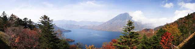 Foto, materiell, befreit, Landschaft, Bild, hat Foto auf Lager,See Chuzenji-ko farbiger Bltter, See Chuzenji-ko, Frbte Bltter, Mt. mnnliche Figur, blauer Himmel