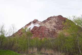 fotografia, materiale, libero il panorama, dipinga, fotografia di scorta,Mt. Showa Cresta tibiale*-zan, Mt. ShowShin-zan, Eruzione, vulcano attivo, Bave culla